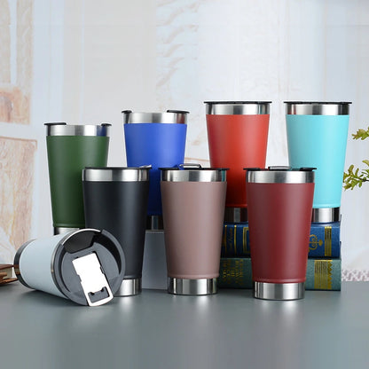 Caneca Térmica Isolada 473ml com Tampa e Abridor Inox – Manutenção de Temperatura Perfecta